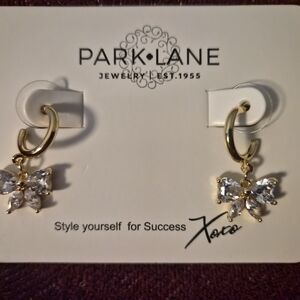 Park Lane Gold Hoops with Silver Bow Charms